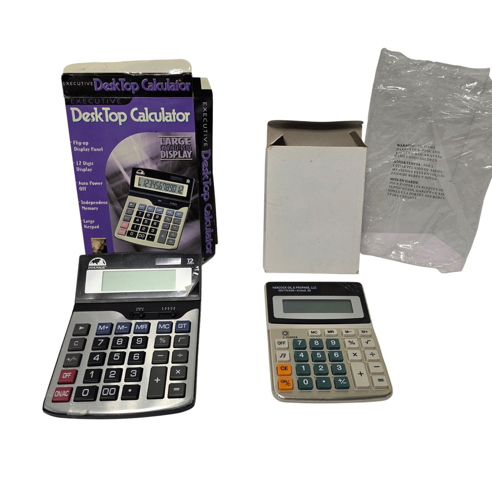 Innovage Executive 12 Digit Desktop Calculator and C-Power Solar Calculator Lot*